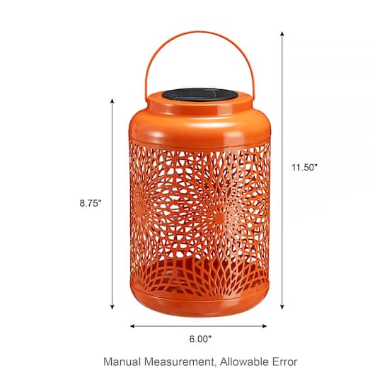 Glitzhome® 8.75" Metal Cutout Solar Powered Hanging Lantern Set